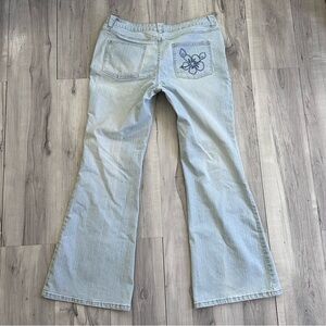 Lilu Stretch Low Rise Jeans Size 13 Flare 36x31.5” Light Wash Denim Coconut Girl